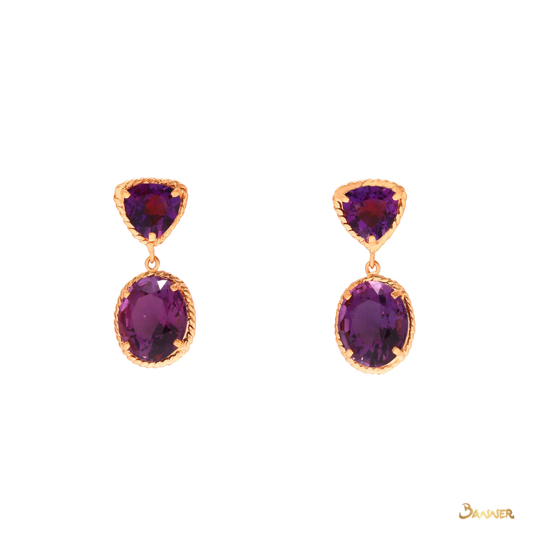 Amethyst 2 Step Dangle Earrings