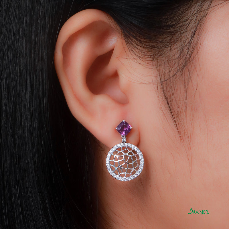 Amethyst and Diamond 2-way Earrings