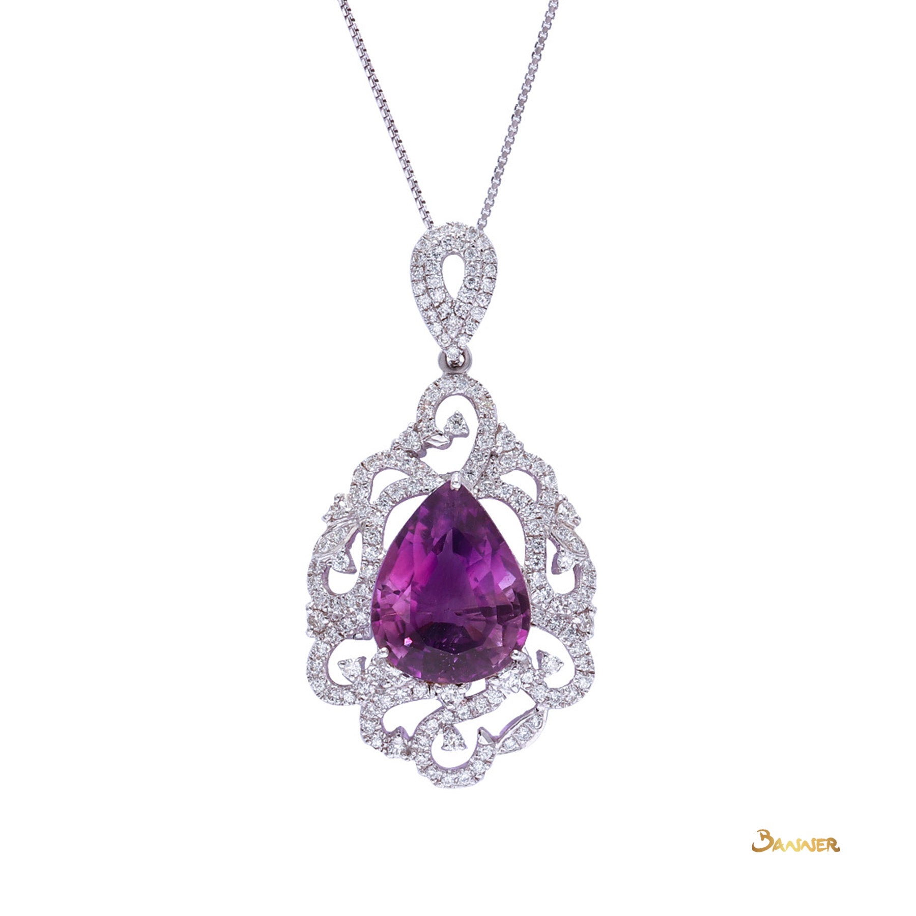 Amethyst and Diamond Pendant/ Brooch