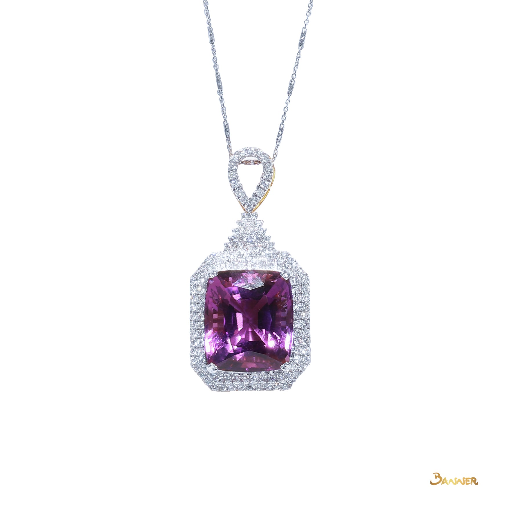 Amethyst and Diamond Octagon-shape Pendant