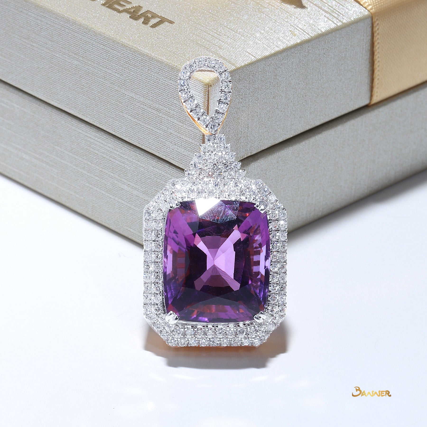 Amethyst and Diamond Octagon-shape Pendant