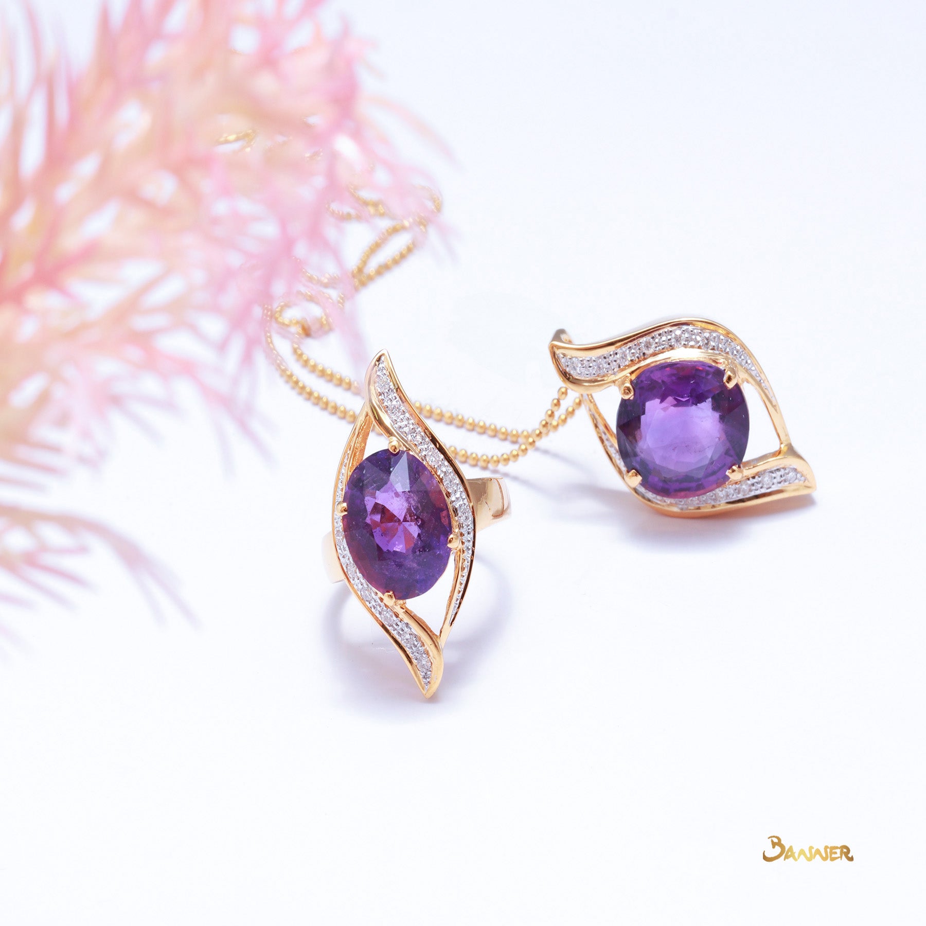 Amethyst and Diamond Myat-Lone Ring