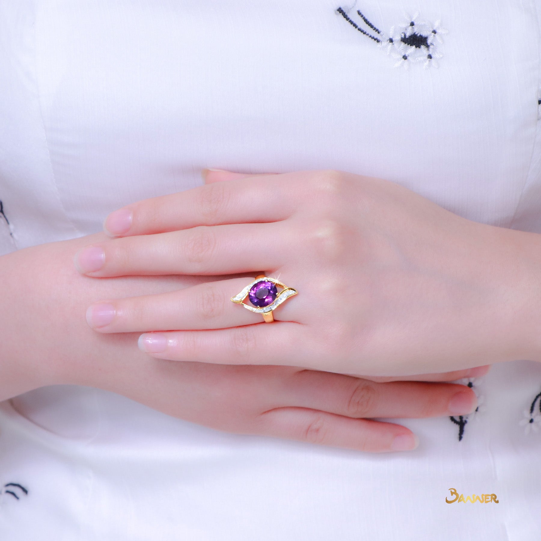 Amethyst and Diamond Myat-Lone Ring