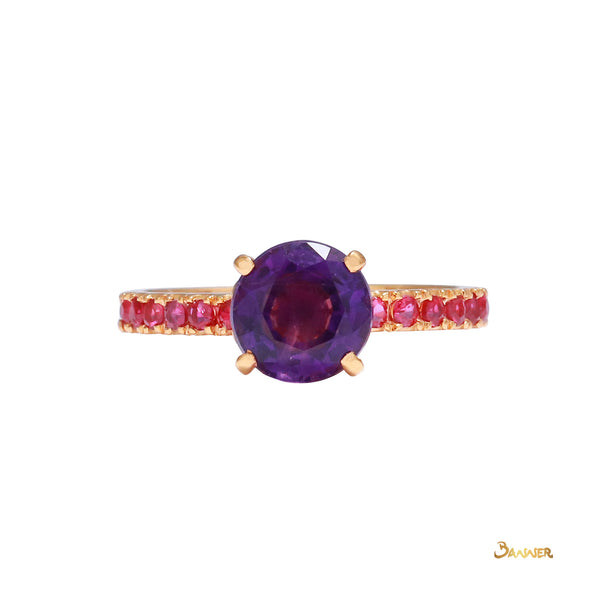 Amethyst and Ruby Pave Setting Ring