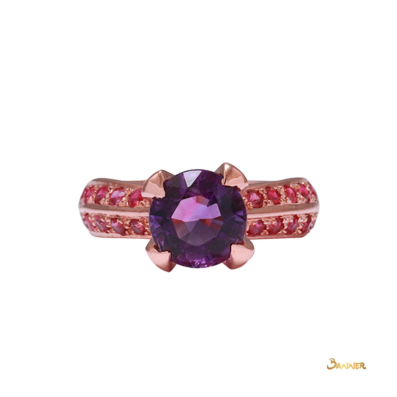 Amethyst and Ruby Shank Ring