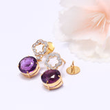 Amethyst and Diamond Floral Earrings