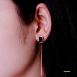 Black Jade Threader Earrings