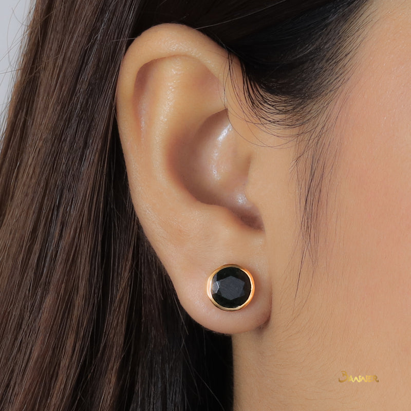 Black Jade Circle Earrings