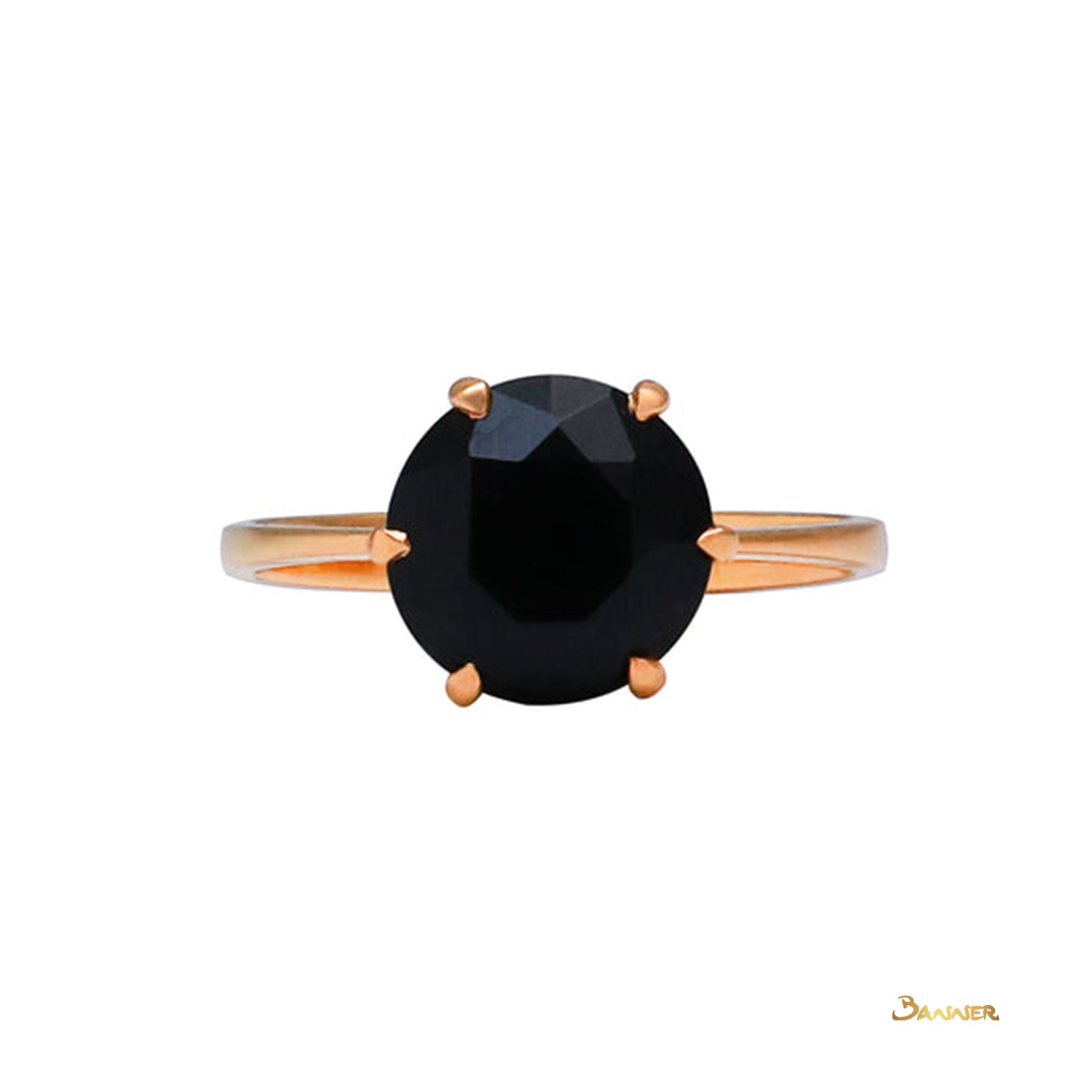 Round-cut Black Jade Ring