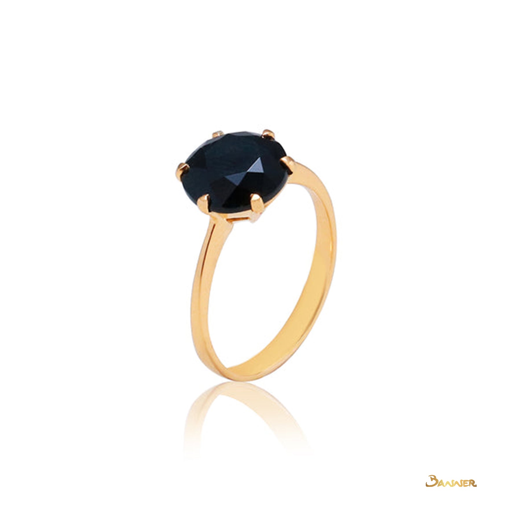 Round-cut Black Jade Ring