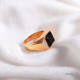 Black Jade and Diamond Men's Ring
