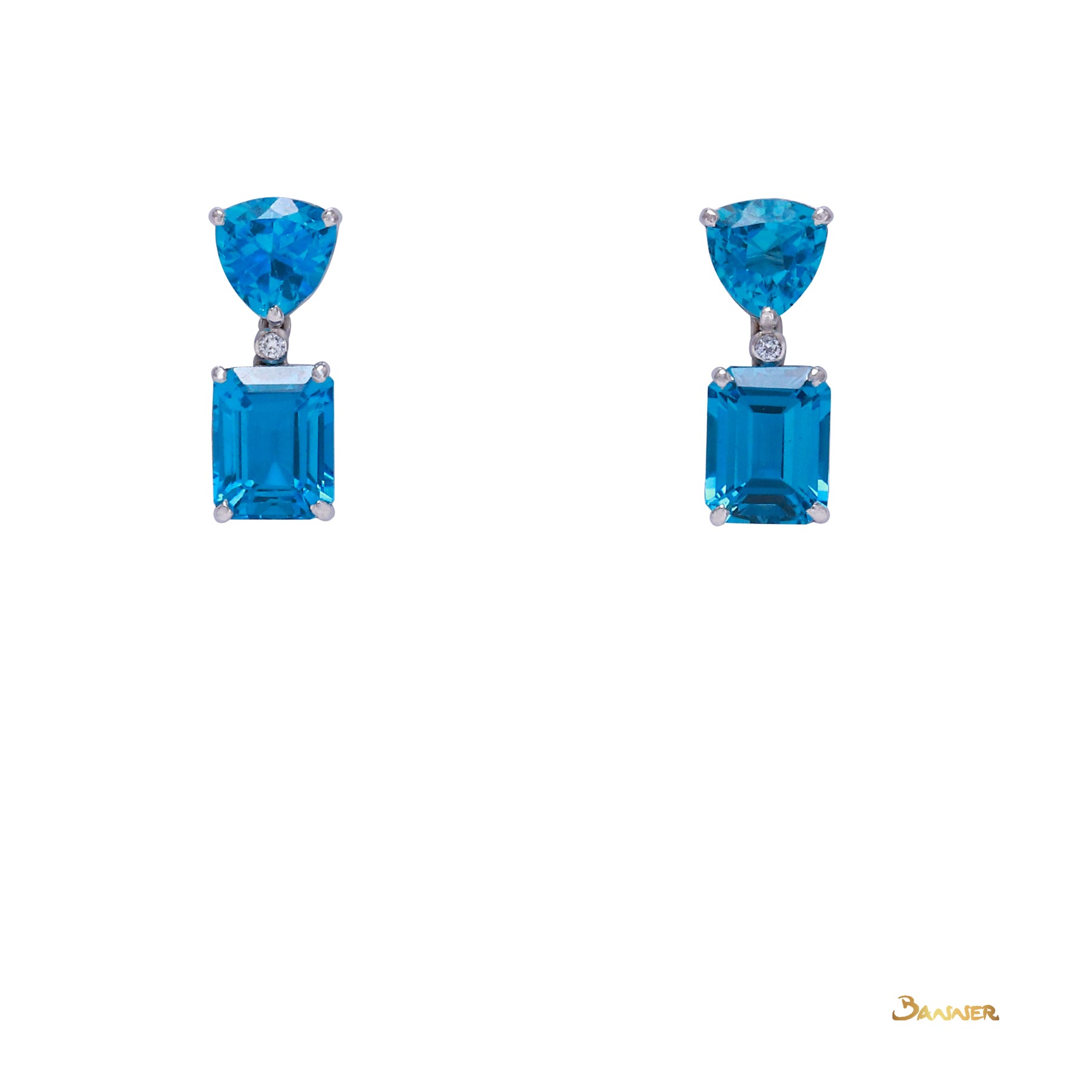 Blue Topaz and Diamond Dangle Earrings