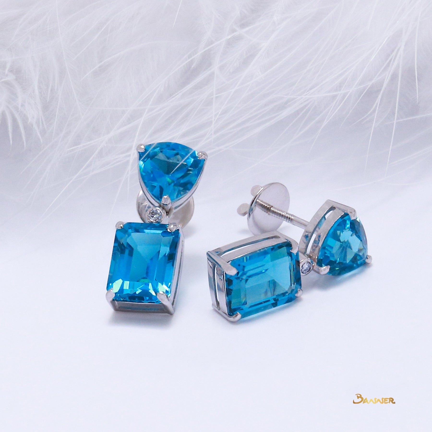 Blue Topaz and Diamond Dangle Earrings