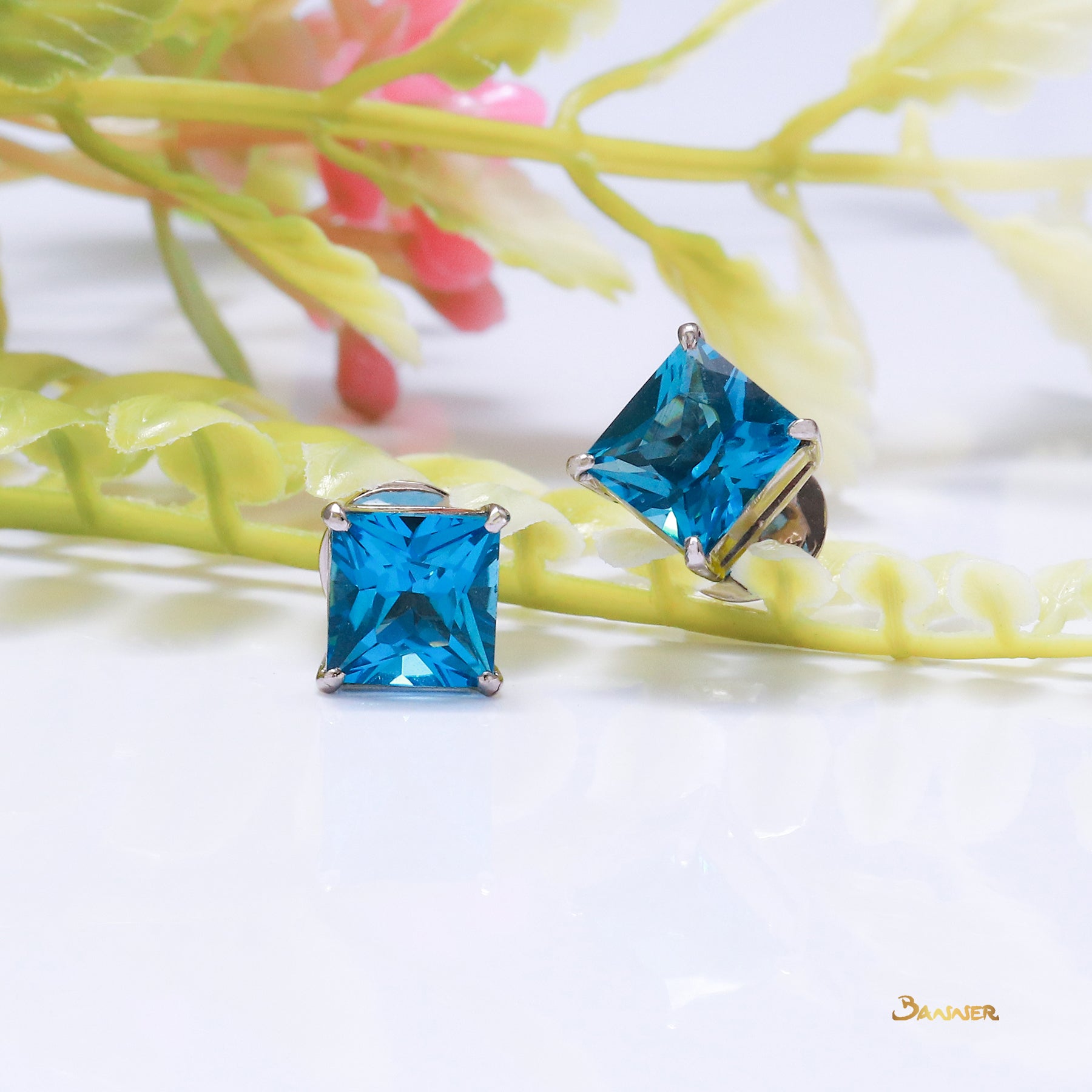 Blue Topaz Stud Earrings