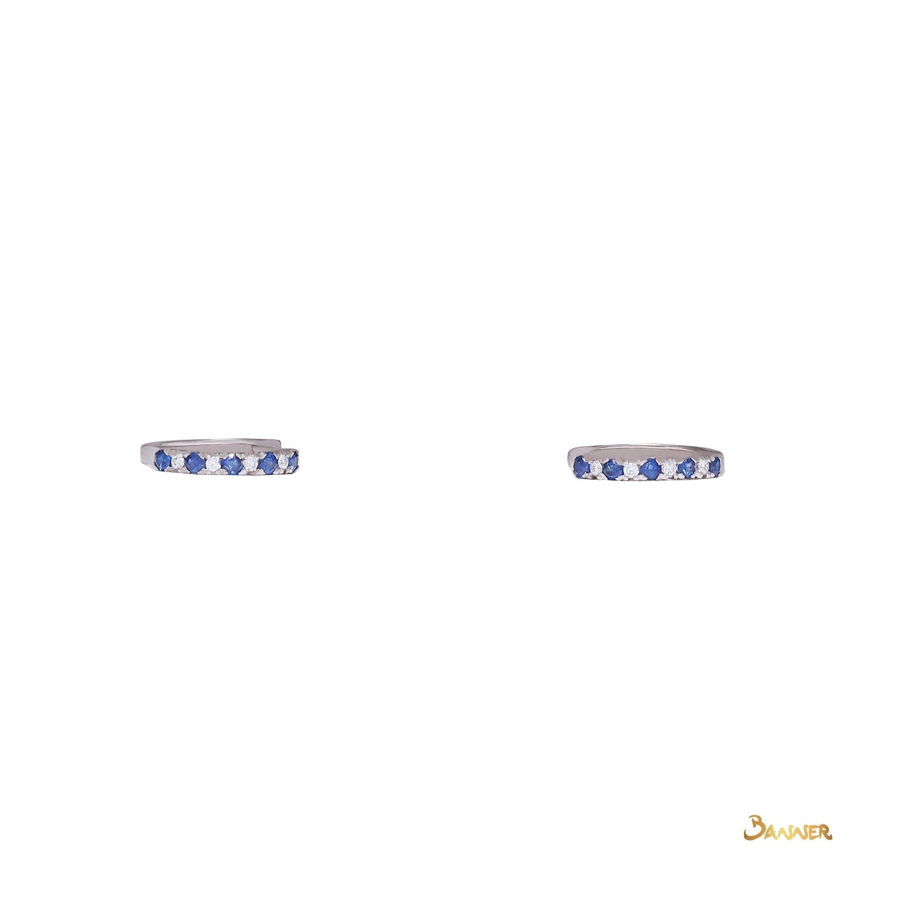 Sapphire and Diamond Huggie Earrings(Medium)