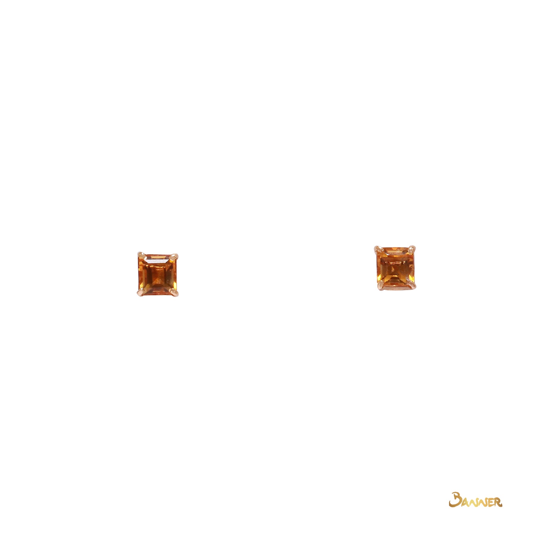 Emerald-cut Citrine Stud Earrings