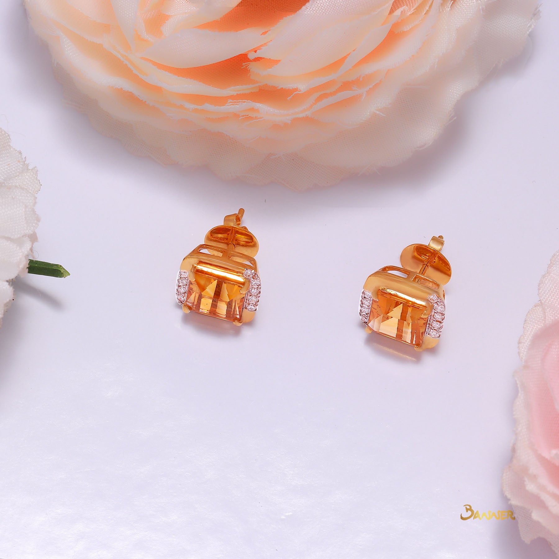 Citrine and Diamond Earrings