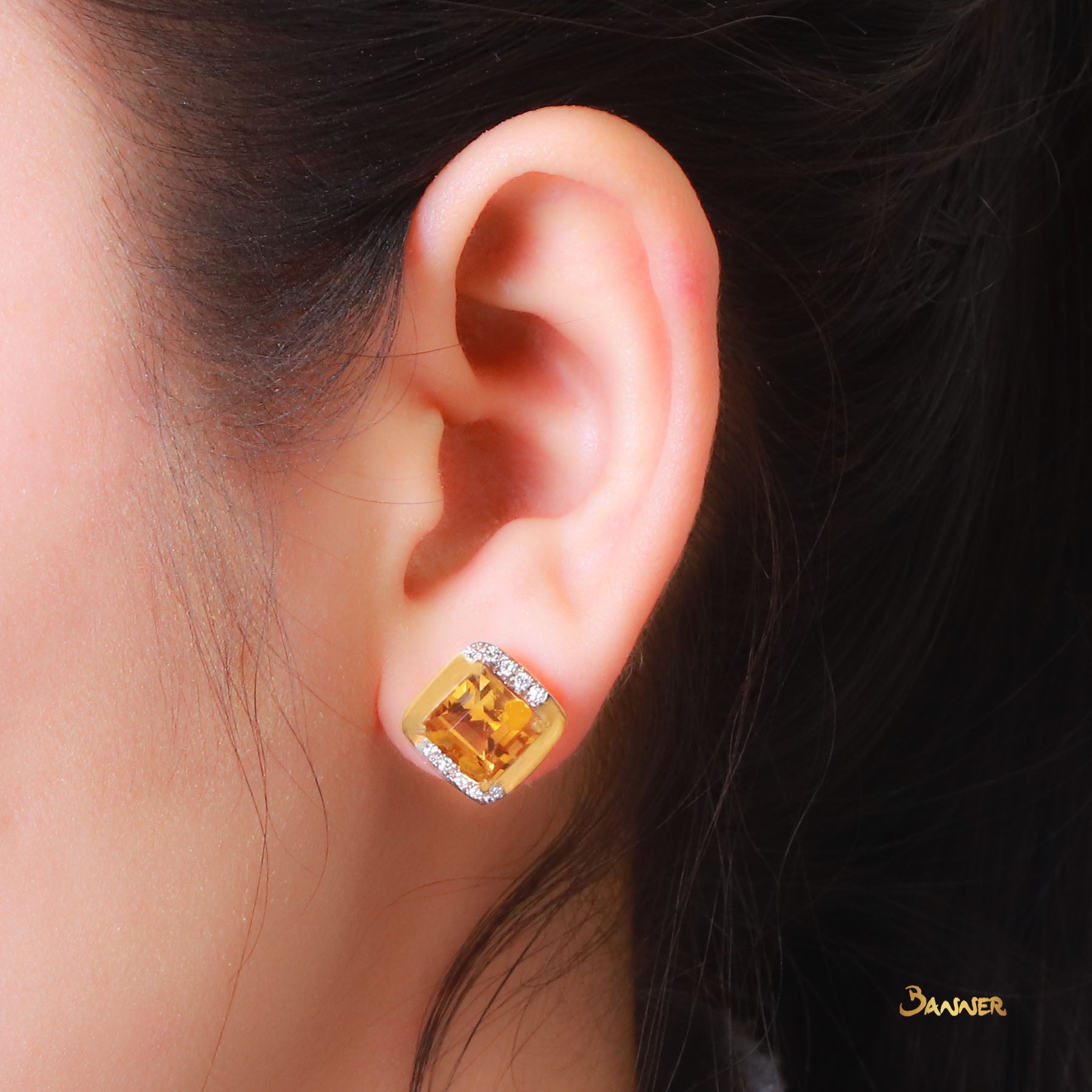 Citrine and Diamond Earrings