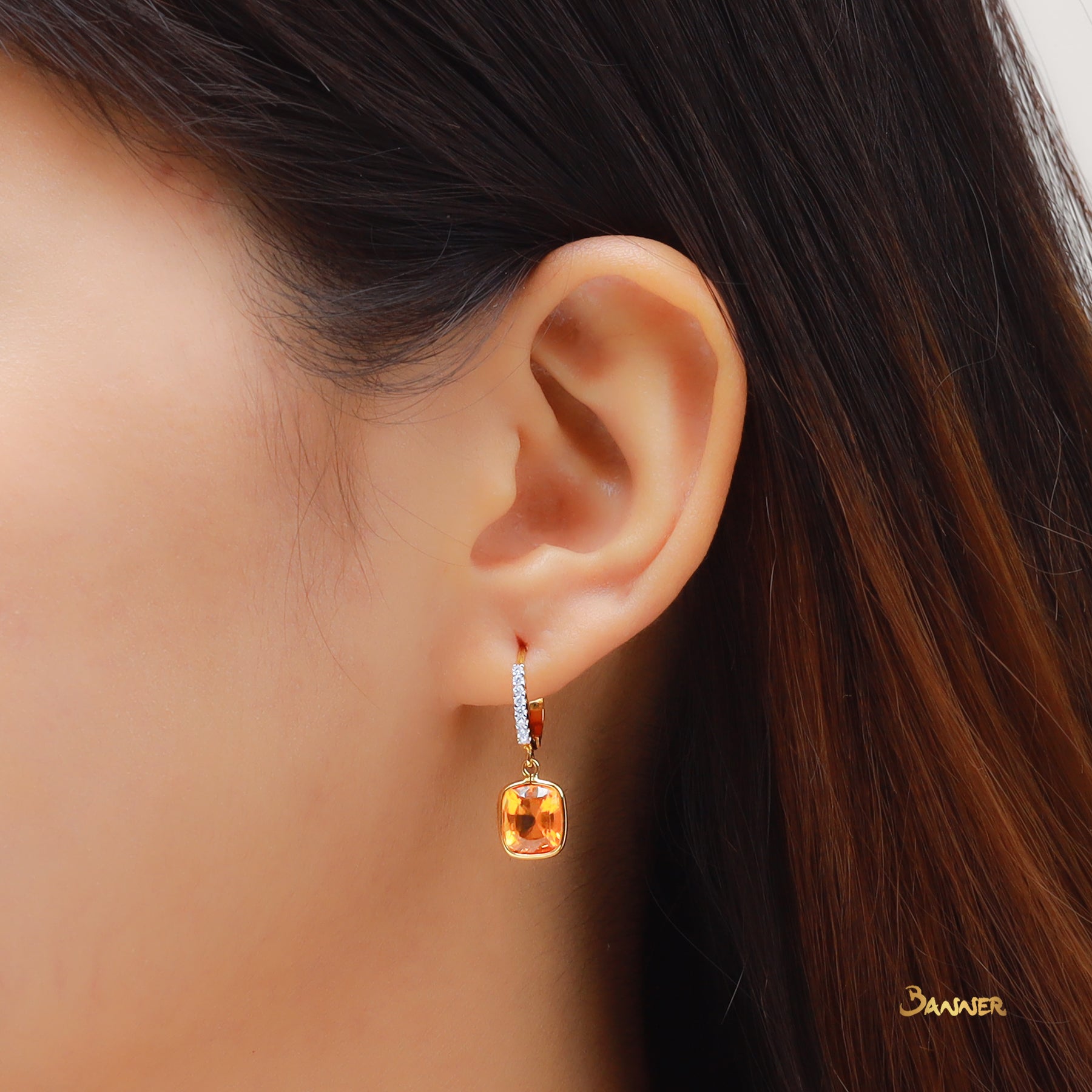 Citrine and Diamond Dangle Earrings