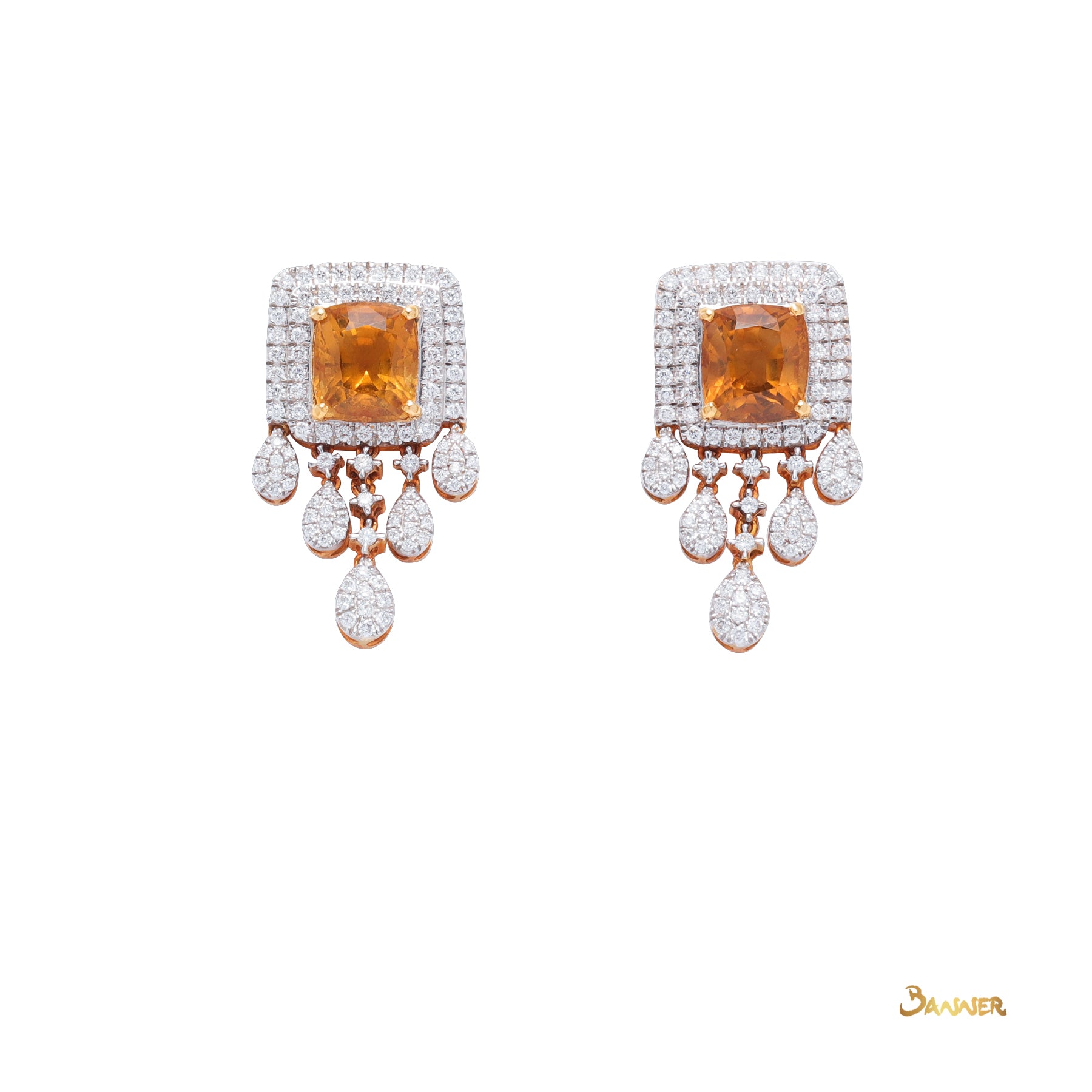 Citrine and Diamond Elegant Earrings