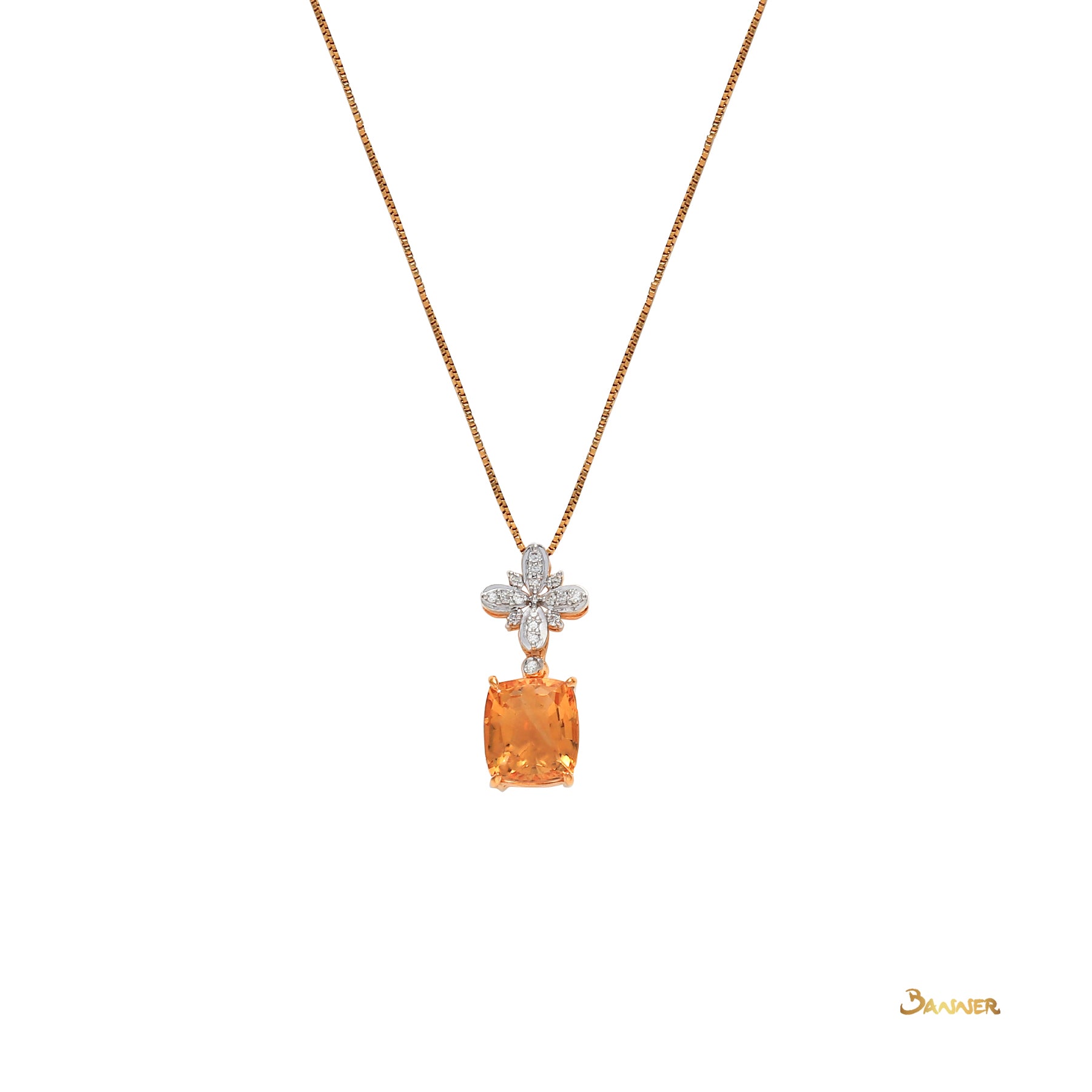 Citrine and Diamond Floral Pendant