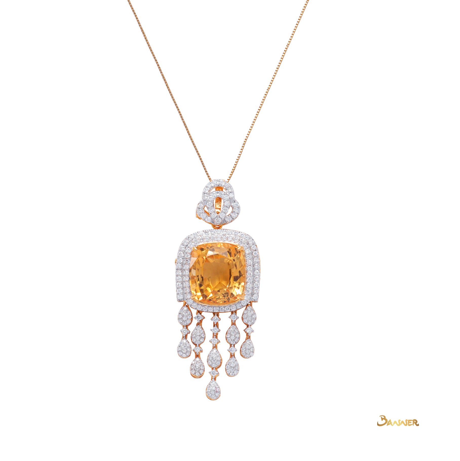 Citrine and Diamond Elegant Pendant