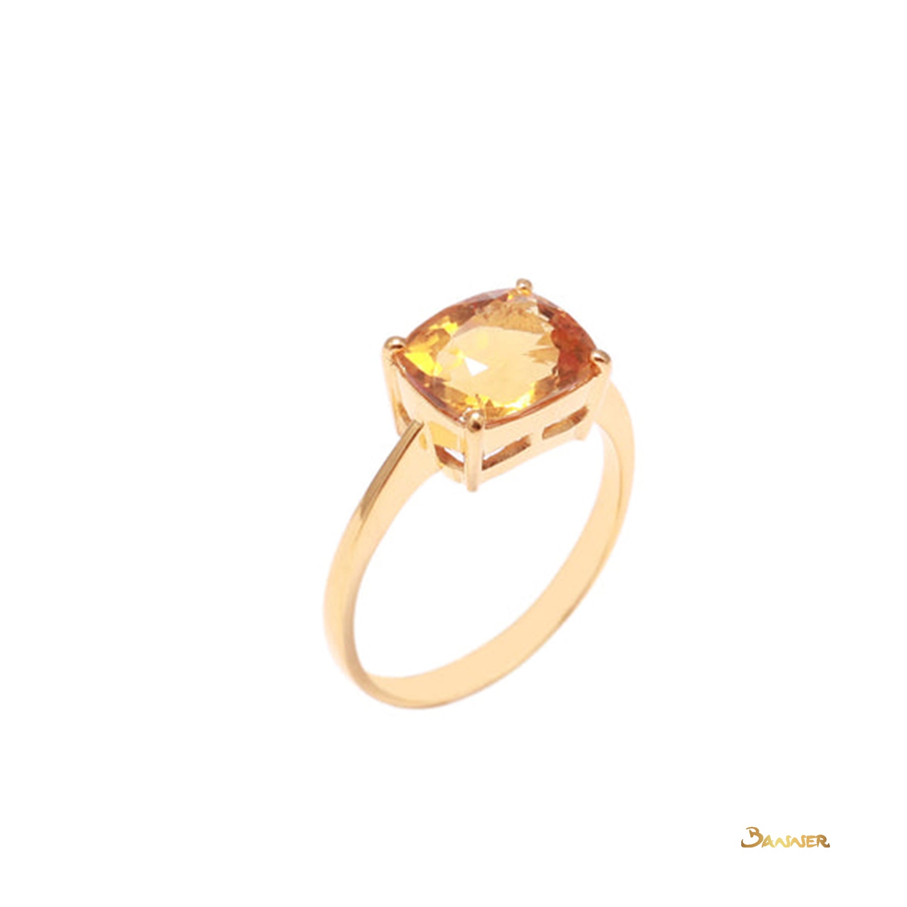 Cushion-cut Citrine Solitaire Ring