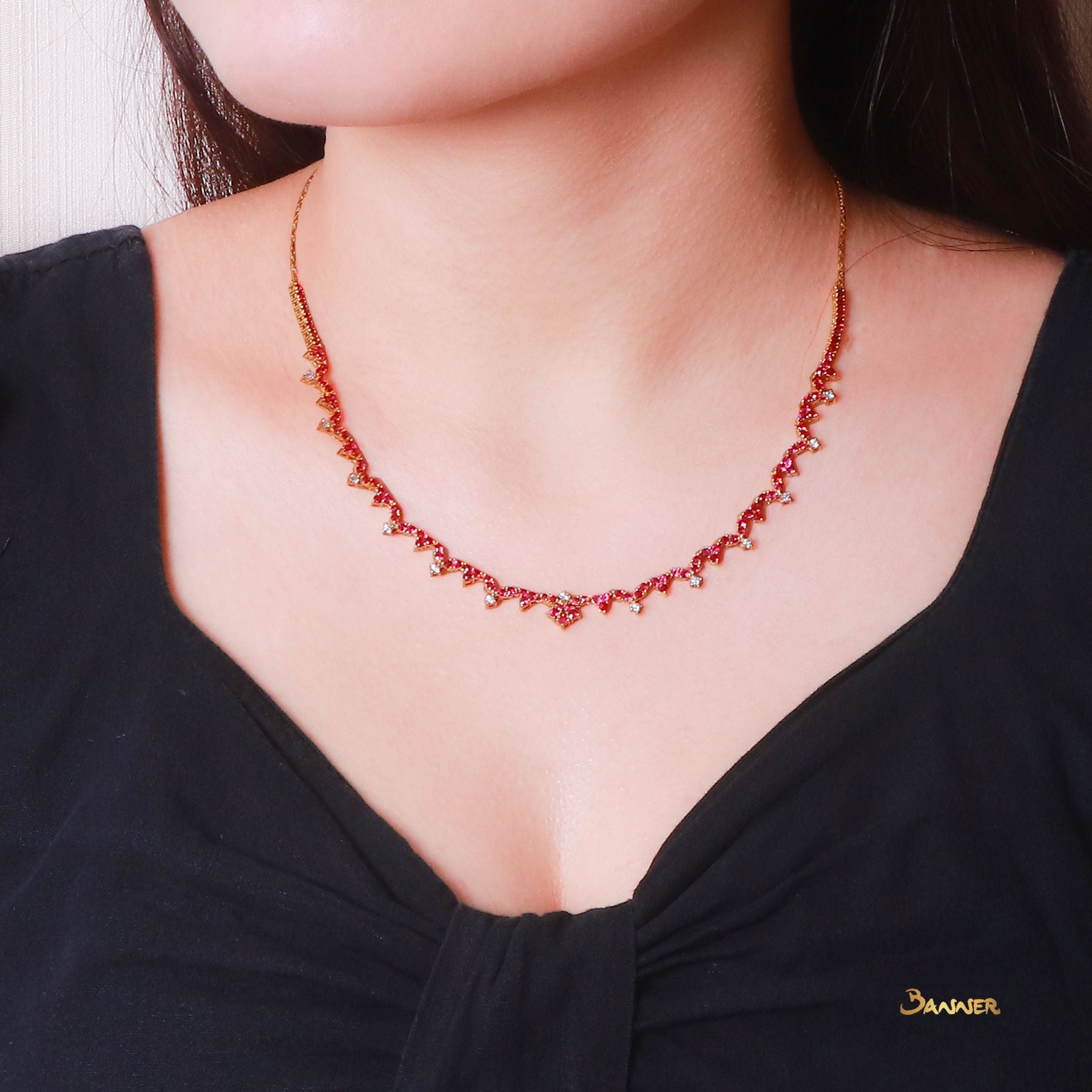 Ruby and Diamond Diana Necklace