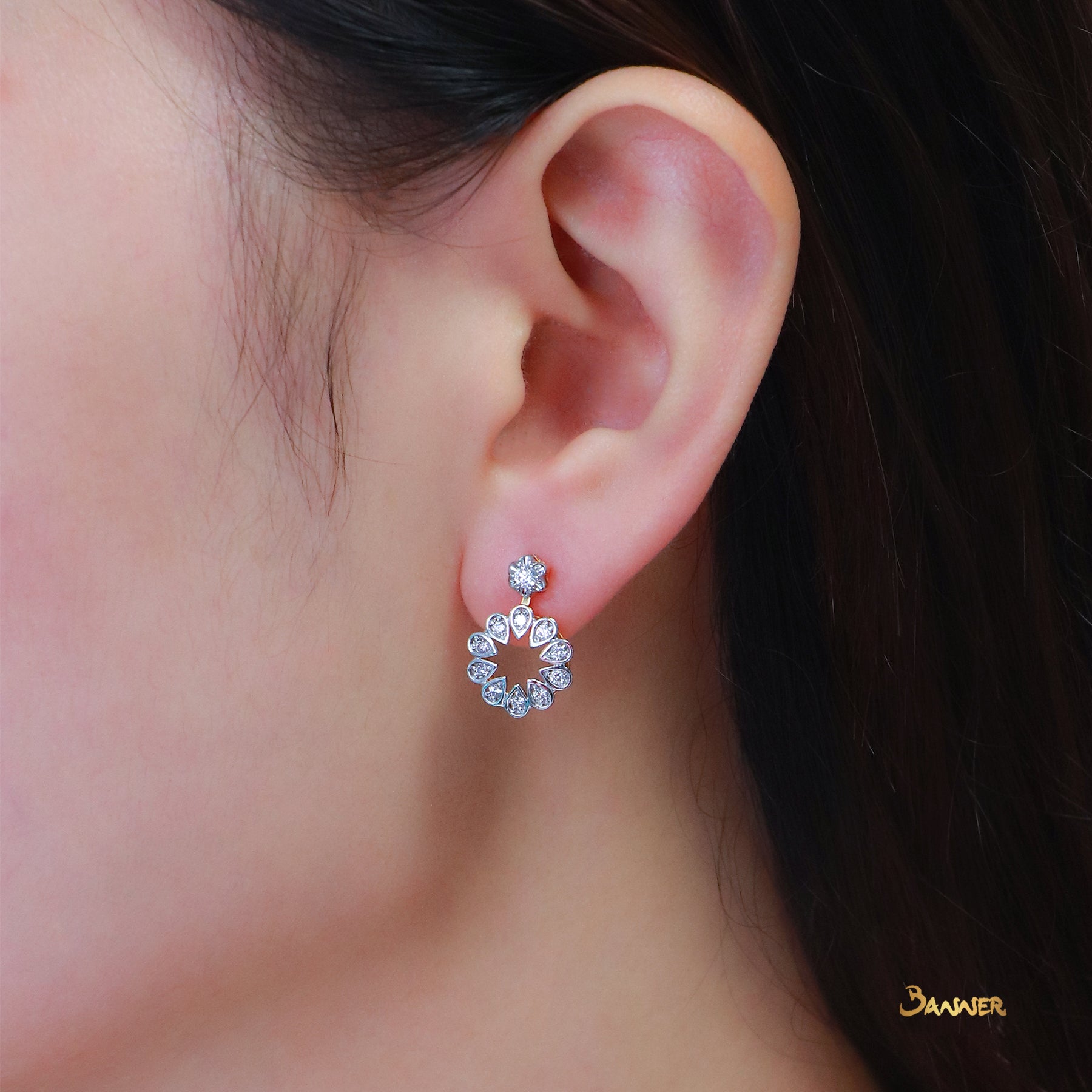 Diamond Flower-shaped 3-way Earrings(0.41 ct. t.w.)