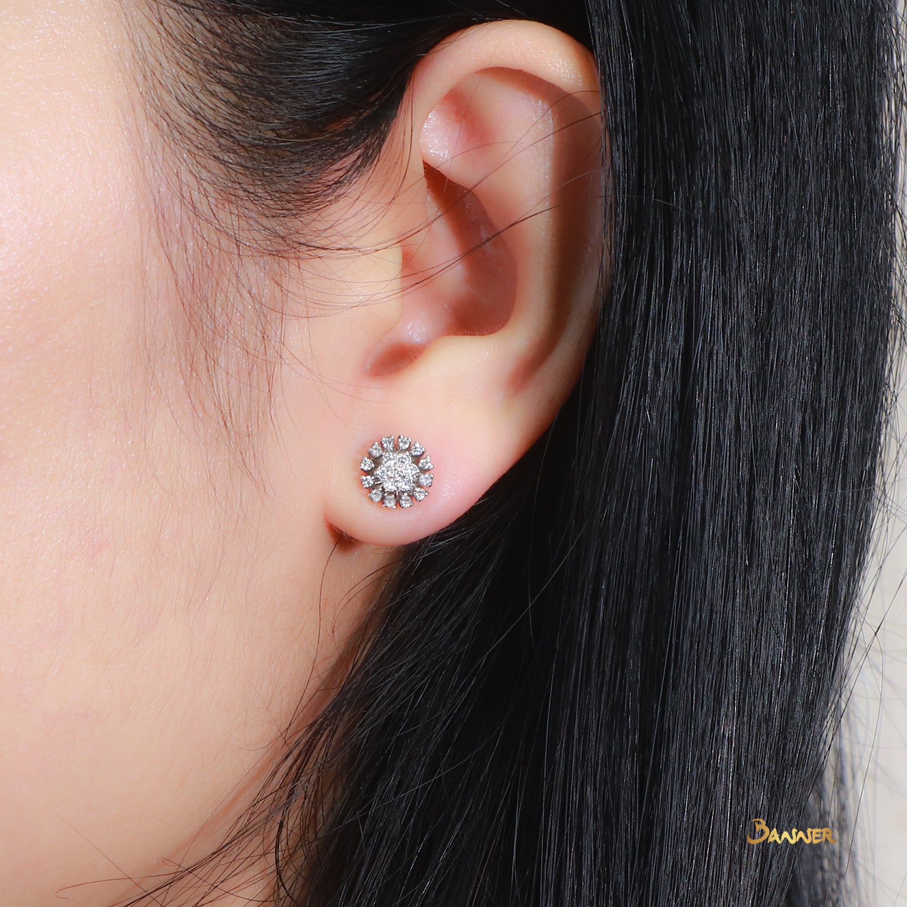 Diamond Rose Earrings