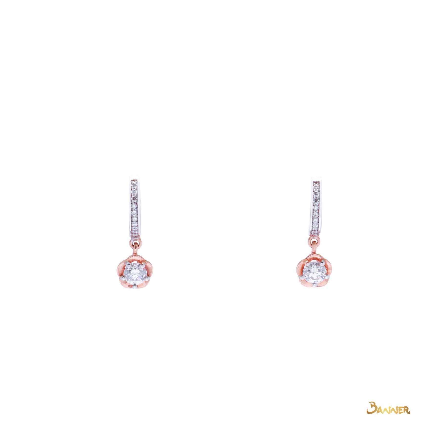 Diamond and Rose Gold Flower Earrings