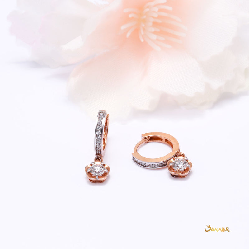 Diamond and Rose Gold Flower Earrings