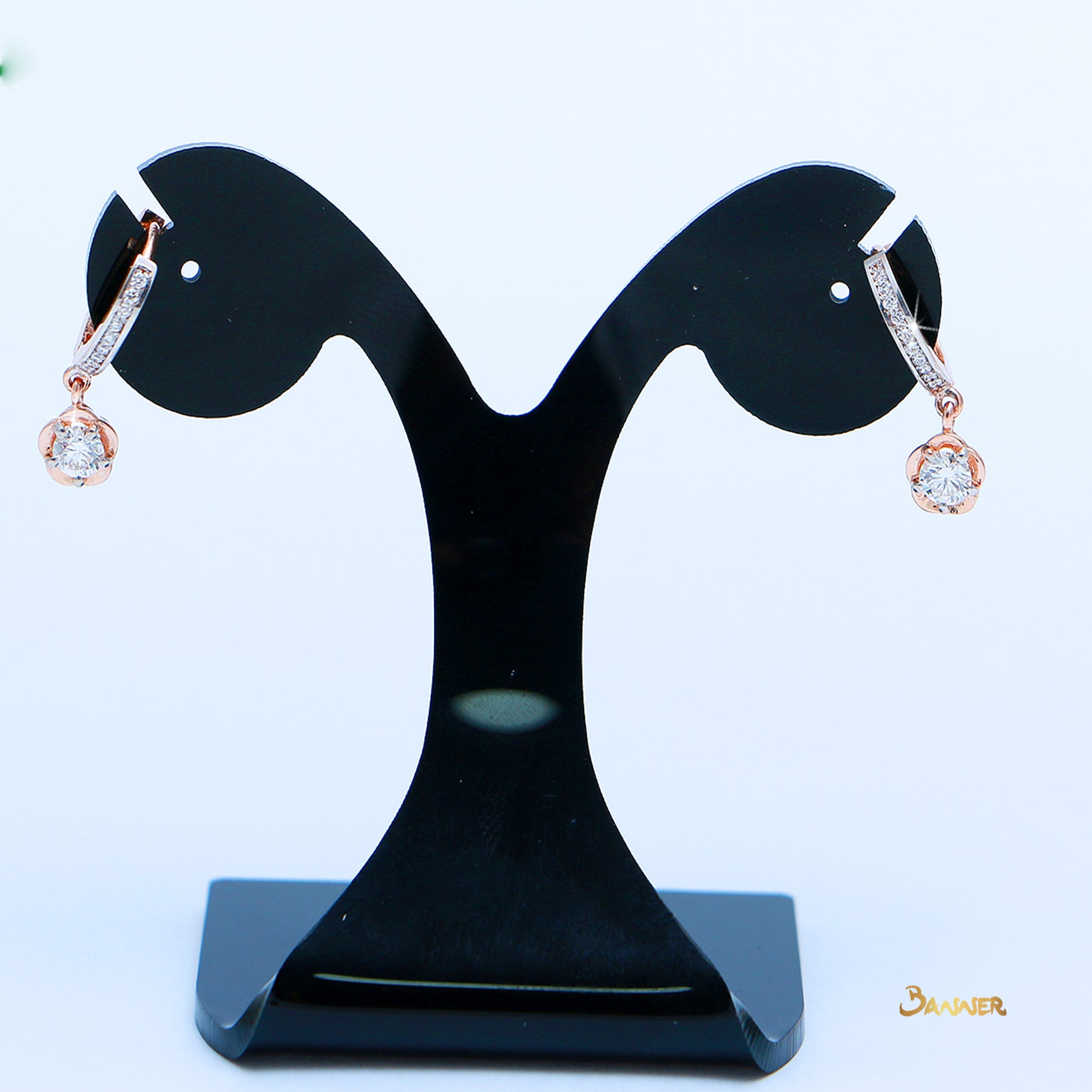 Diamond and Rose Gold Flower Earrings