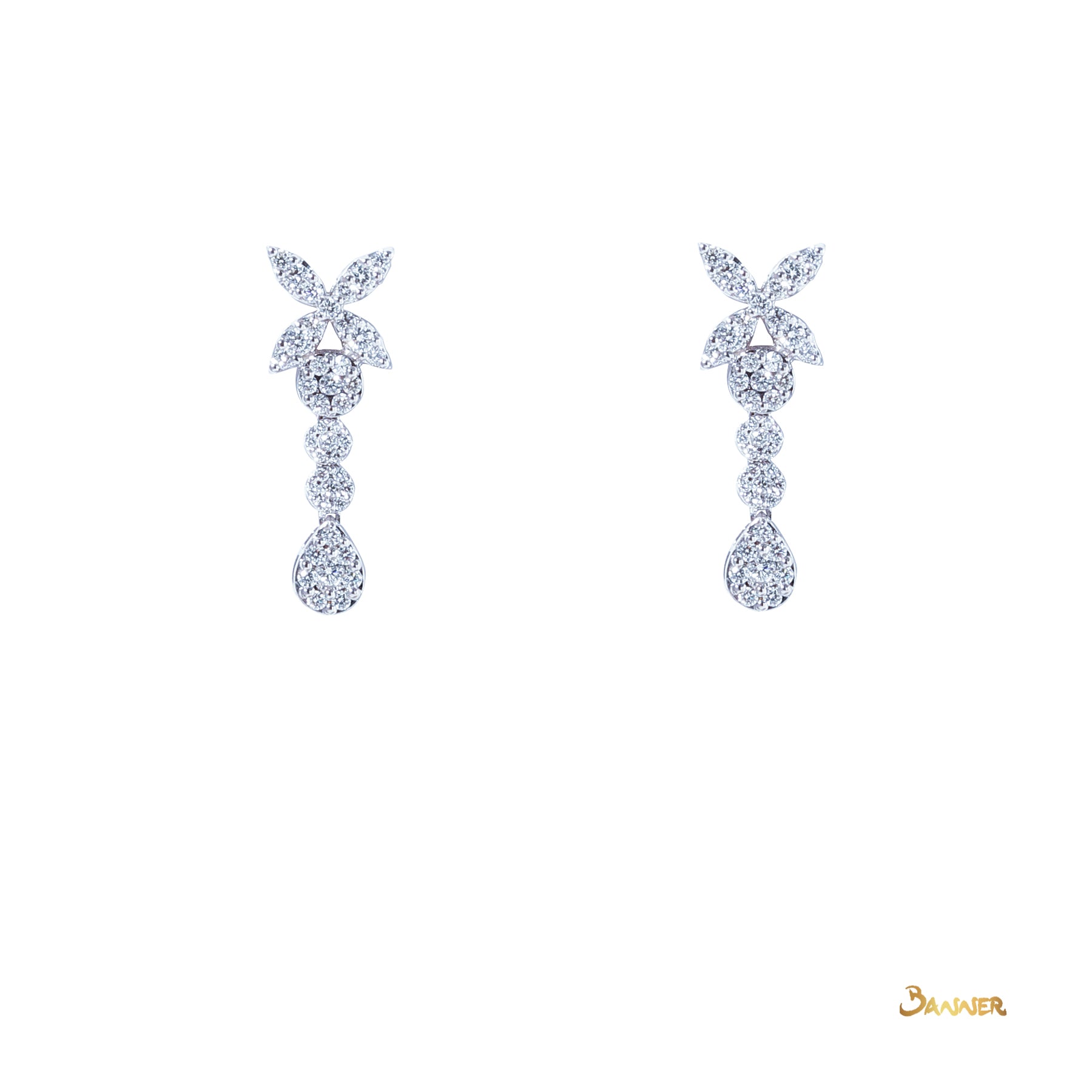 Diamond Dangle Floral Earrings