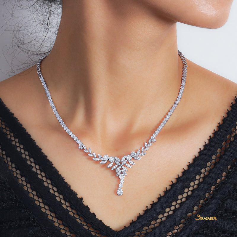 Diamond Floral Necklace