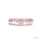 Diamond and Rose Gold Flush Setting Ring (0.33 ct. Middle Diamond, 0.40 ct. t.w.)