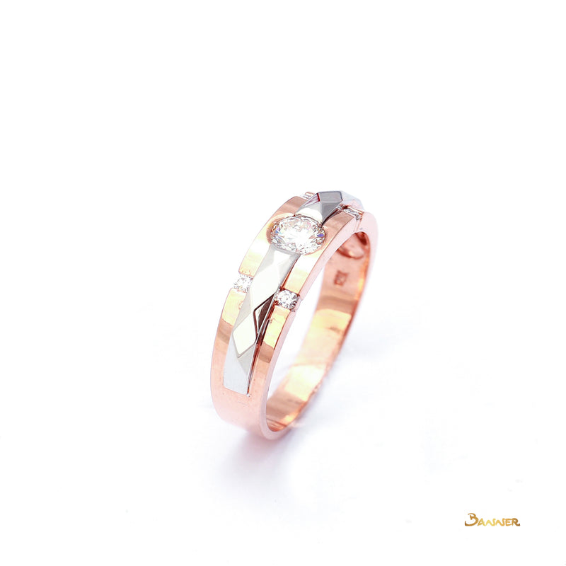 Diamond and Rose Gold Flush Setting Ring (0.33 ct. Middle Diamond, 0.40 ct. t.w.)