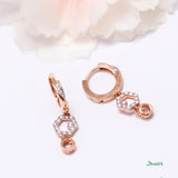 Diamond and Rose Gold Hexagonal Earrings