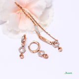 Diamond and Rose Gold Hexagonal Earrings