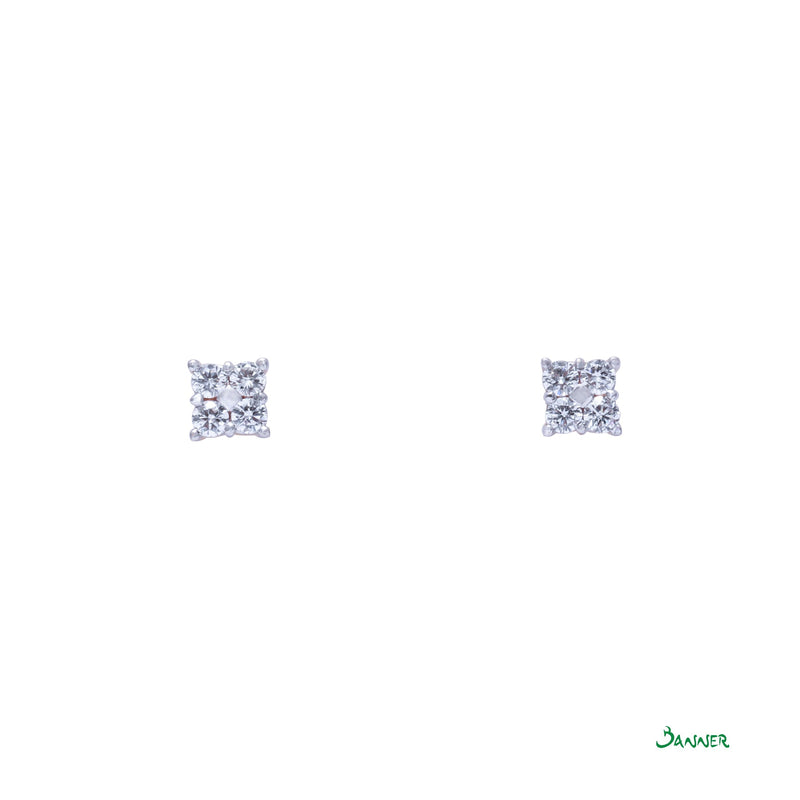 Diamond Square Stud Earrings with Invisible Setting (0.7 cts. t.w.)