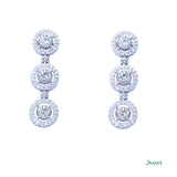 Diamond Halo 3-step Earrings (4.19 cts. Middle Diamonds, 5.44 cts. t.w.)