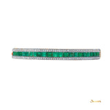 Emerald and Diamond 2 Rows Bracelet