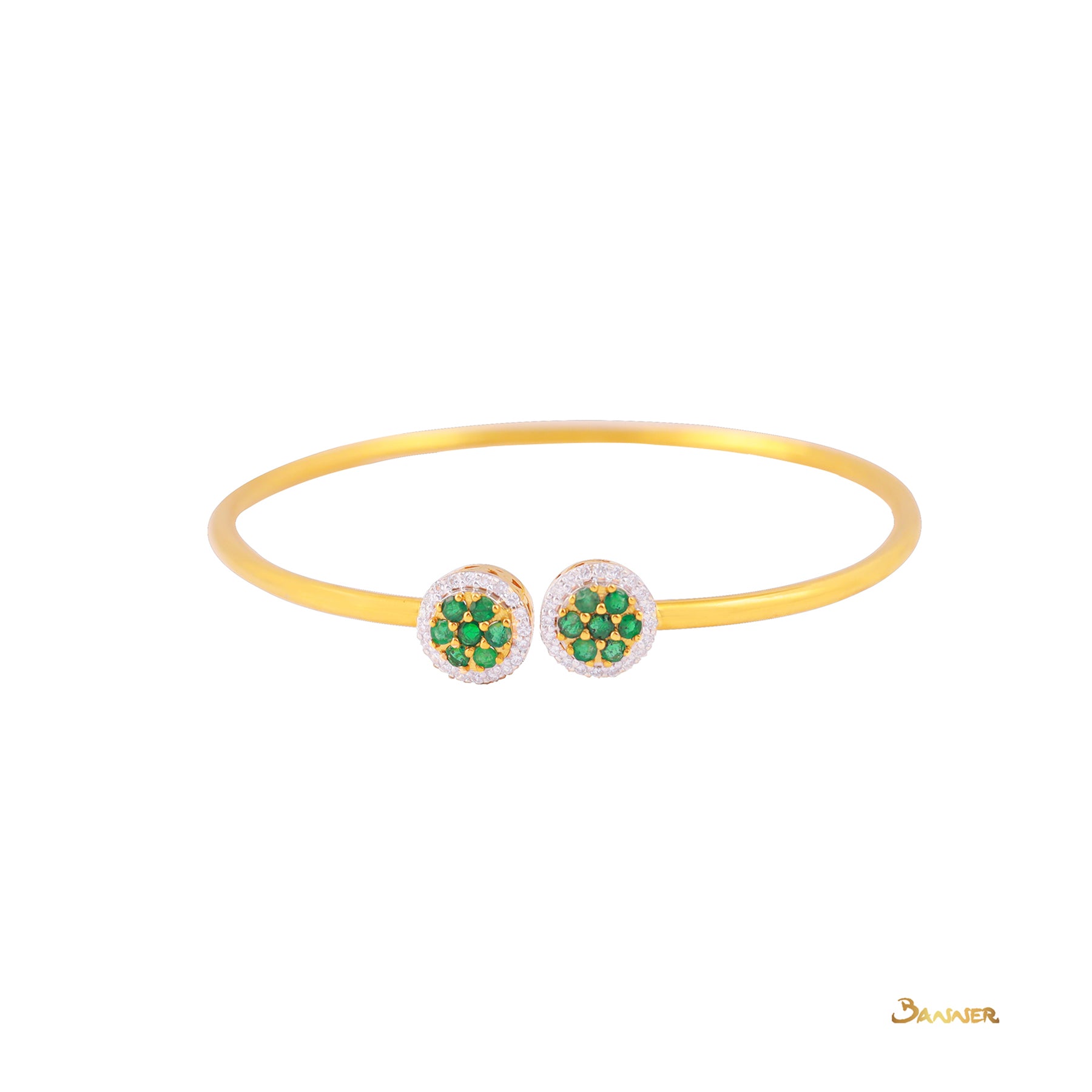 Emerald and Diamond Double Halo Bracelet