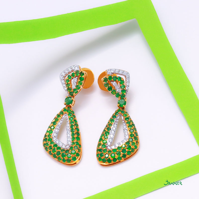 Emerald and Diamond Taung Pan Earrings