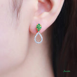 Emerald and Diamond 3-way Rain-drop Earrings