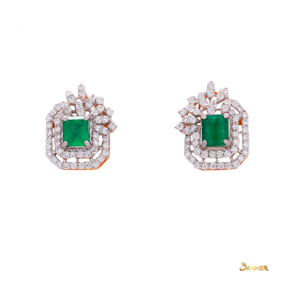 Columbian Emerald and Diamond Earrings