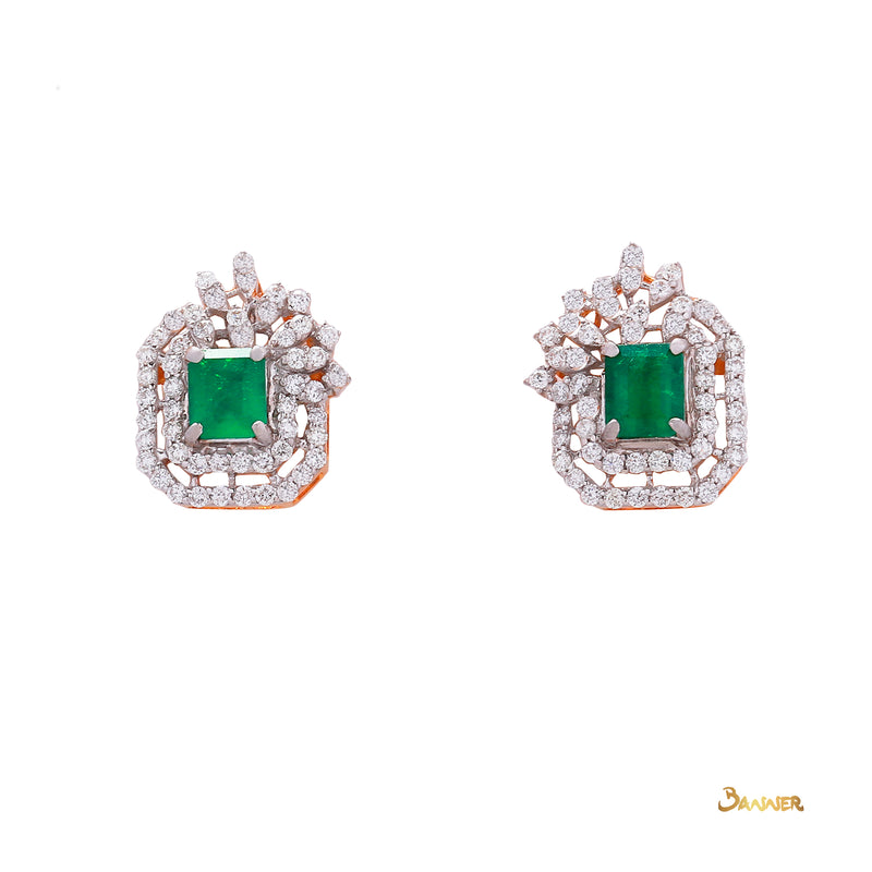 Columbian Emerald and Diamond Earrings
