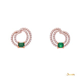 Emerald and Diamond Double Helix Earrings