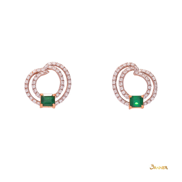 Emerald and Diamond Double Helix Earrings