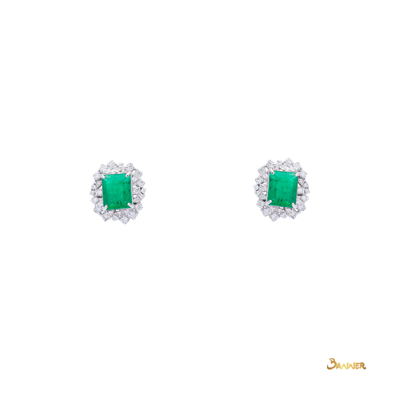 Emerald and Diamond Abstract Earrings